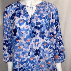 Liz Claiborne Blue Floral Blouse